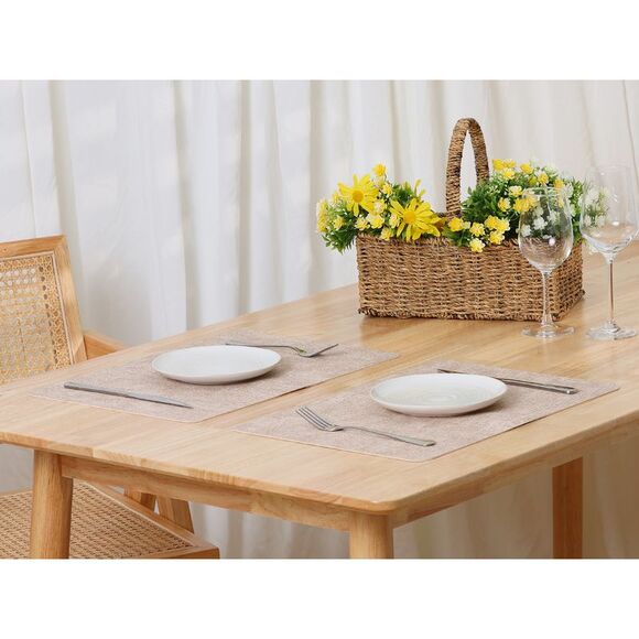 6 Set Heat Resistant Waterproof Dining PU Place Mats 17x12 inch Pink - Picture 6 of 6